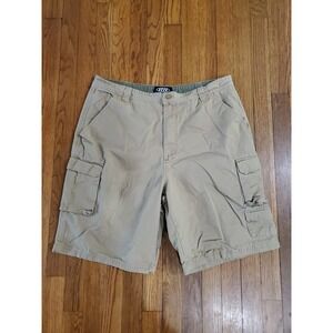 RW Rugged Wear Canvas Cargo Utility Shorts Mens 38X10 Tan Khaki Cotton